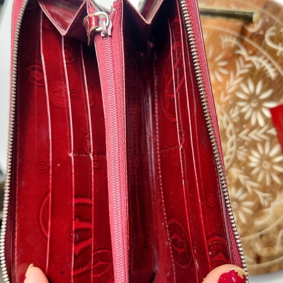 Cartier Happy Birthday Print Red Long Zip Wallet w/ Authentication Card - Picture 8 of 16